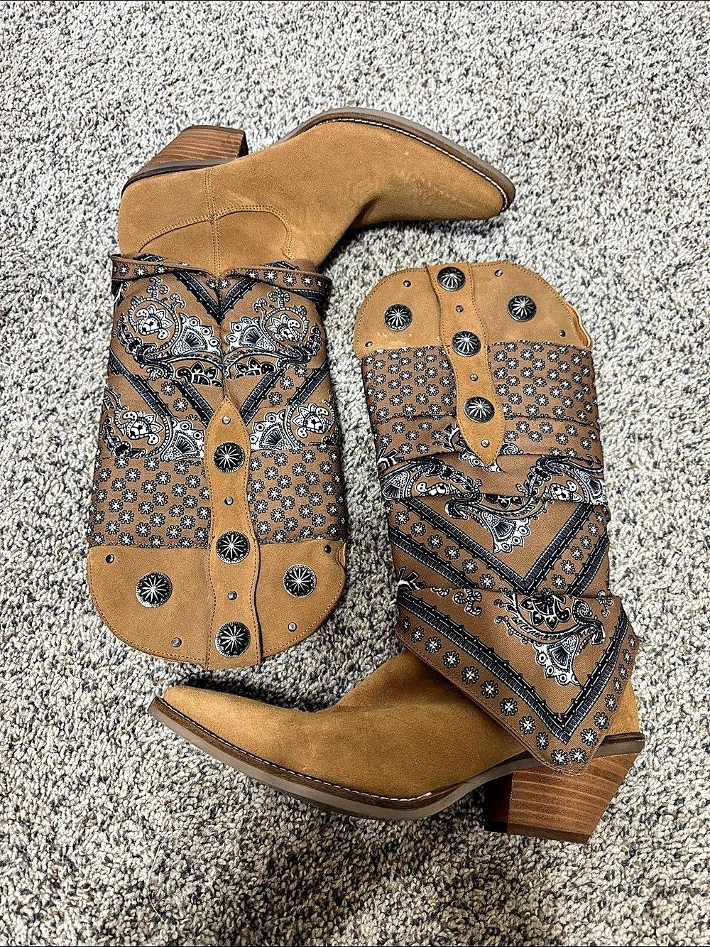 Dingo 1961 Camel Paisley Leather Heeled Boots US 10 M Like New